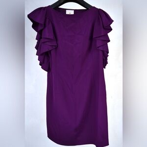 Abaete Dress Purple Ruffle Cap Sleeve Shift Silk 4 Womens
